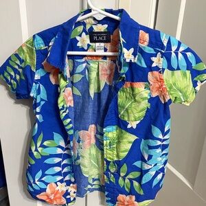 The Children's Place Royal Blue Tropical Floral Button-Down Shirt